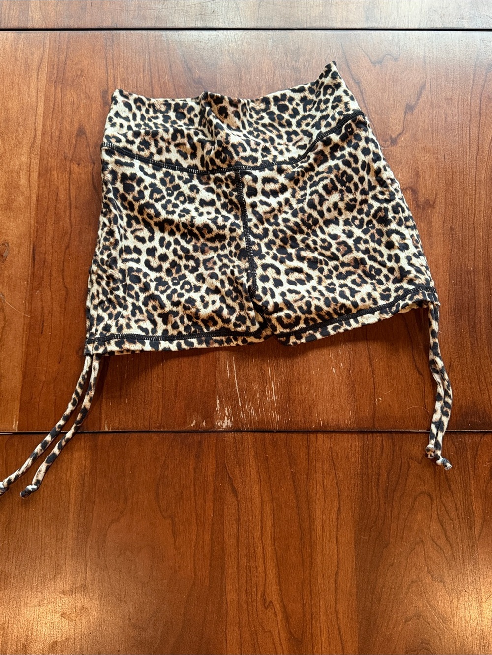 ZYIA Leopard Print Skort with Adjustable Side Drawstrings - Brown/Black